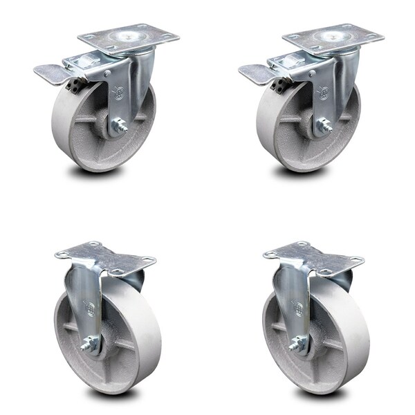 5 Inch Semi Steel Swivel Top Plate Caster Lock Brakes 2 Rigid SCC, 2PK